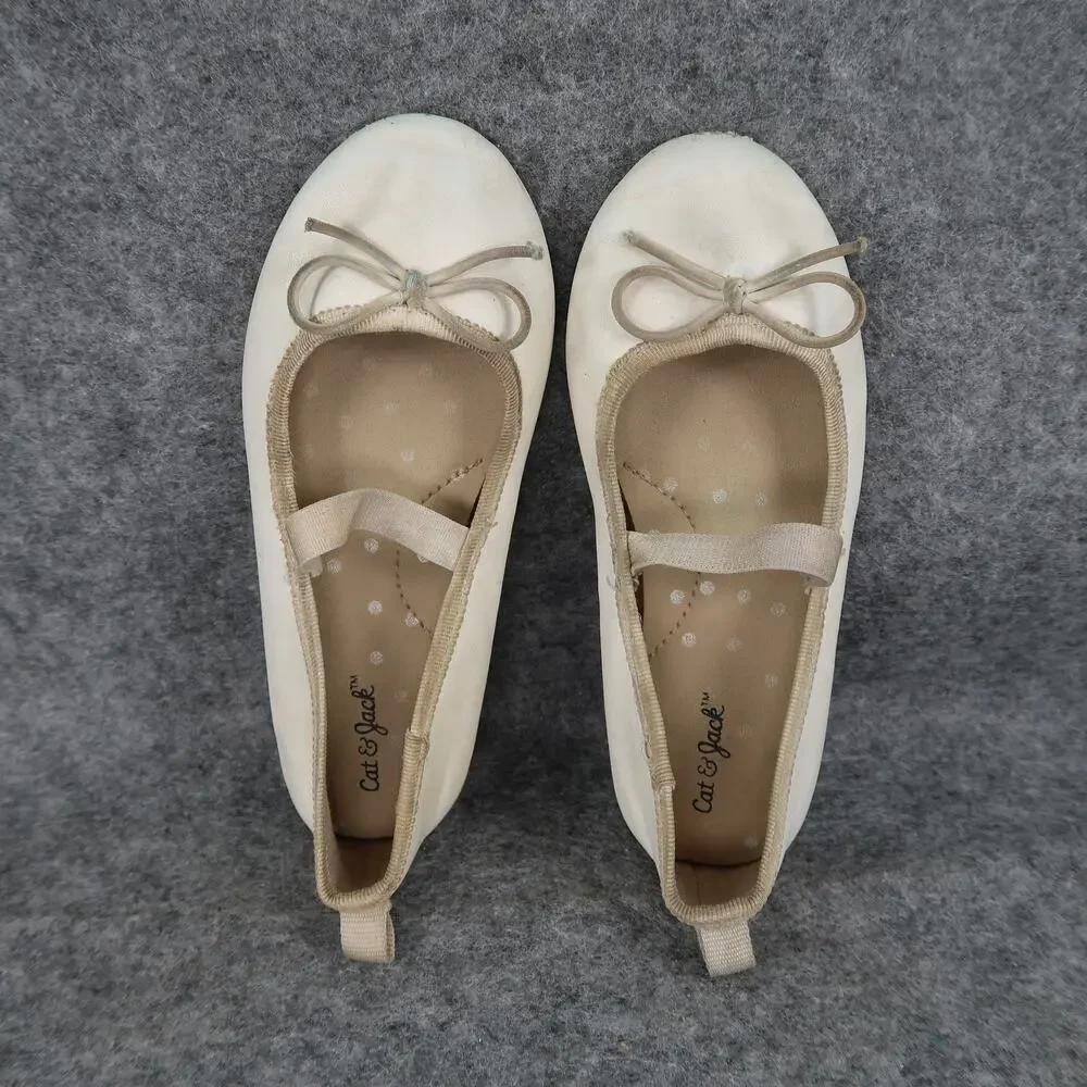 Cat & Jack Shoes Kids Toddler Girls 9 Ballet Flat Mary Jane Strap Slip On Bow